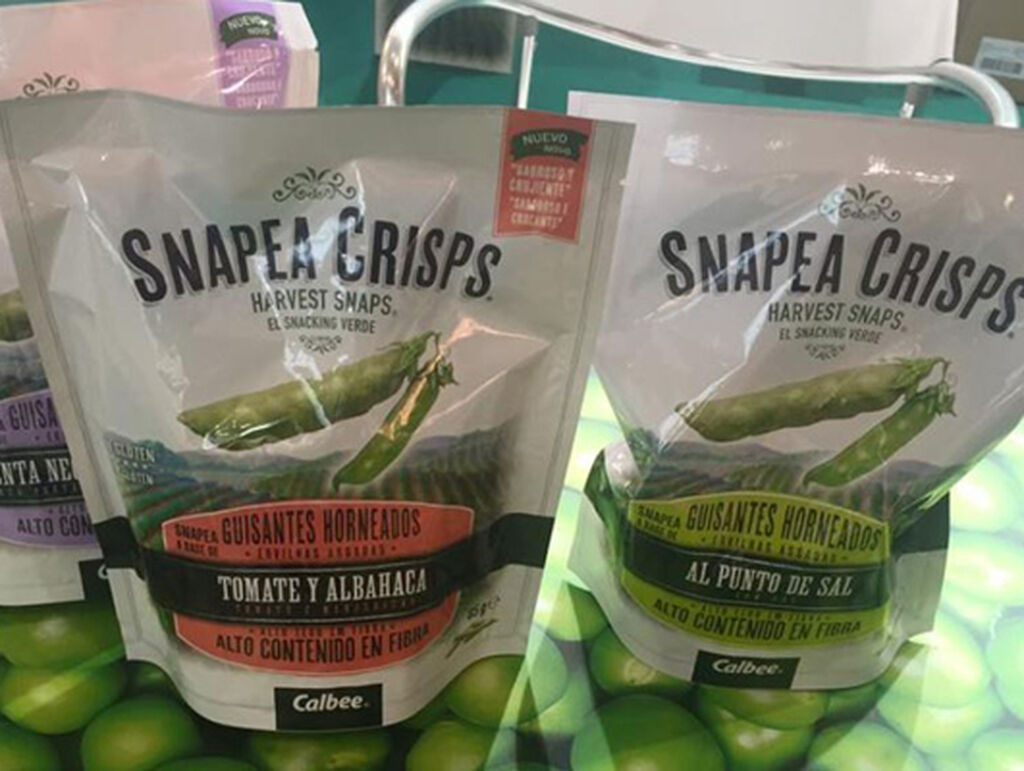 La empresa japonesa Calbee, con sus nuevos snacks de guisantes horneados saludables Snapea Crisps