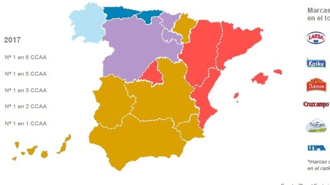 El mapa de las marcas que mandan en España